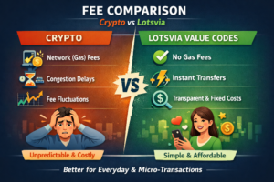 Fee comparison illustration (Crypto vs Lotsvia)