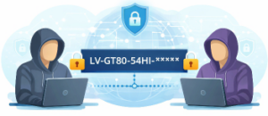 Illustration showing a digital value code moving securely between two anonymous users 