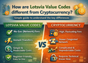 Visual comparison between Lotsvia Value Codes and Cryptocurrency