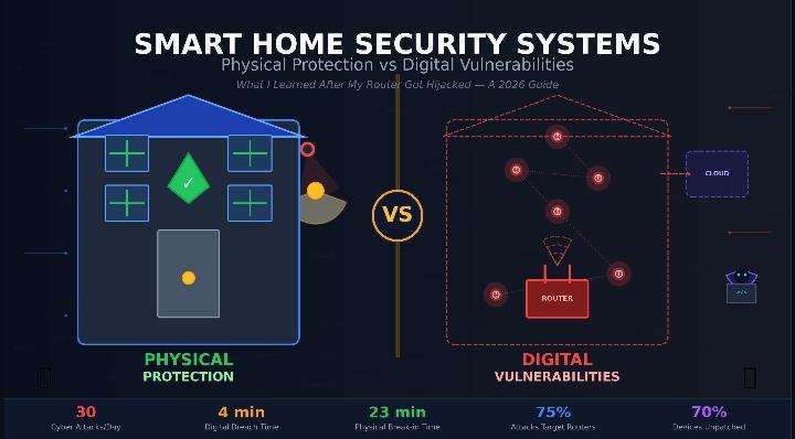 Read more about the article Smart Home Security Systems: Physical Protection vs Digital Vulnerabilities